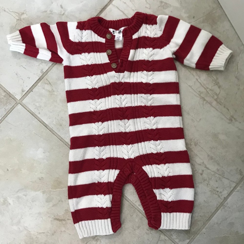 Red and White Sweater Romper